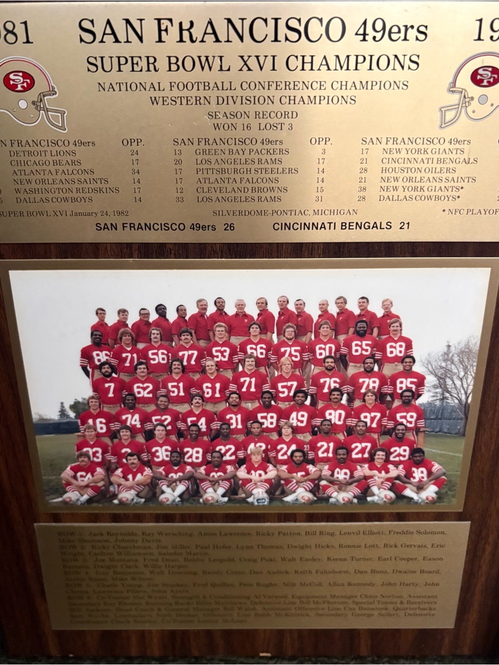 Super Bowl XVI Champions Team Plaque - Red 1981